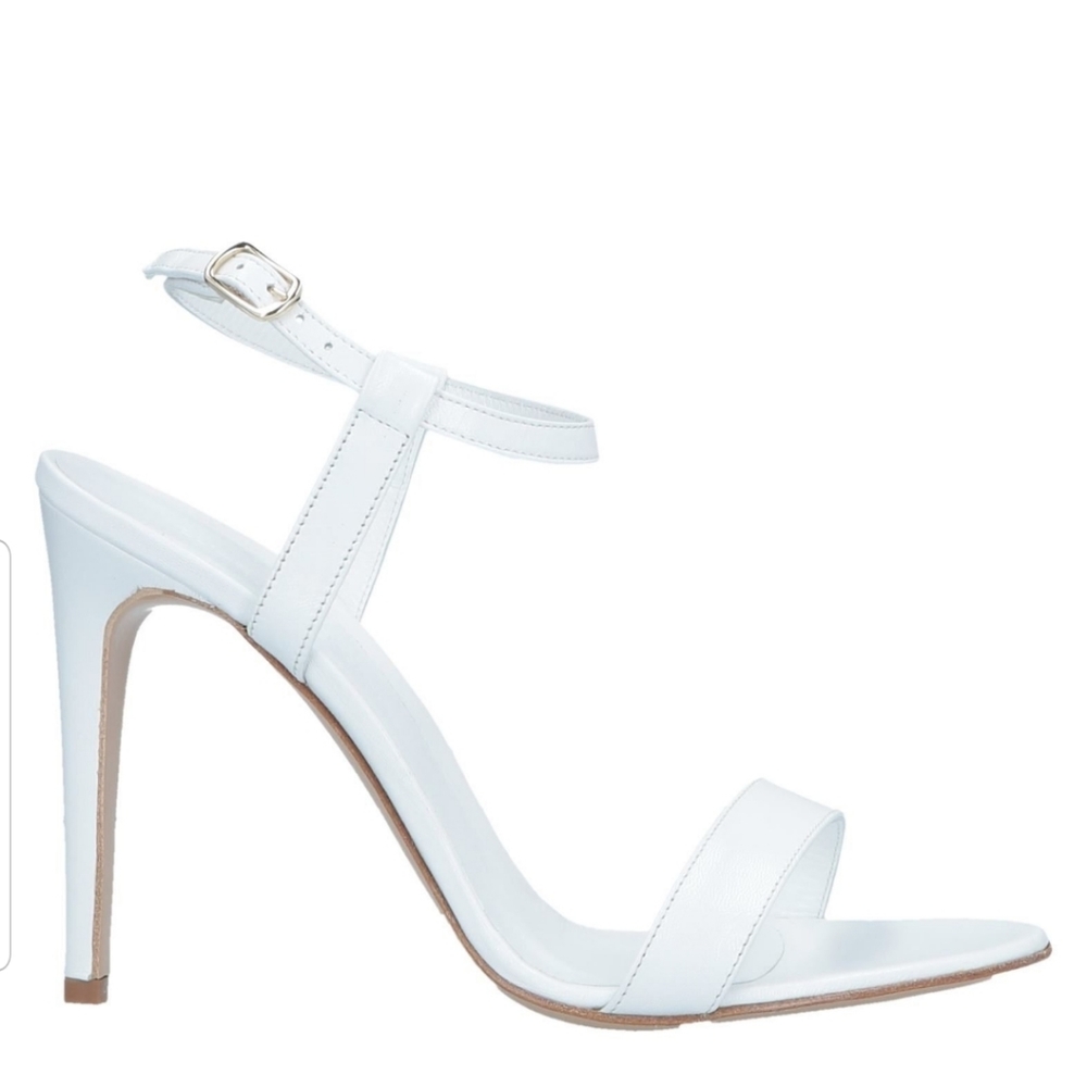 Genuine Leather Elegant White High Heel Sandals - Picture 4 of 13